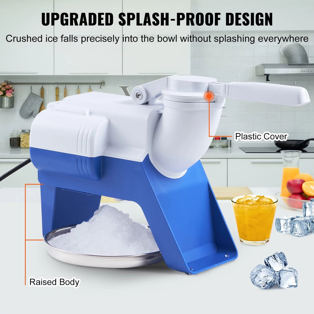 Electric Ice Crusher Machine 176lbs/Hr Snow Cone Maker Shaved Ice 220W H4494