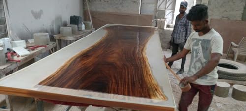 Rustic Natural Wood Epoxy Resin Dining Table (30 Inches Tall, 120 x 36 Inches) D478