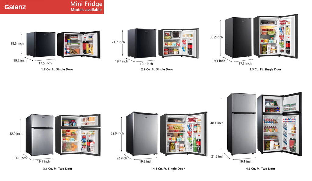 Black 3.3 Cu ft Single Door Mini Fridge Y2037