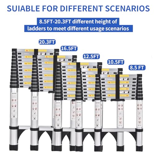 16.5 FT Aluminum Telescoping Ladder with 2 Triangle Stabilizers G9948