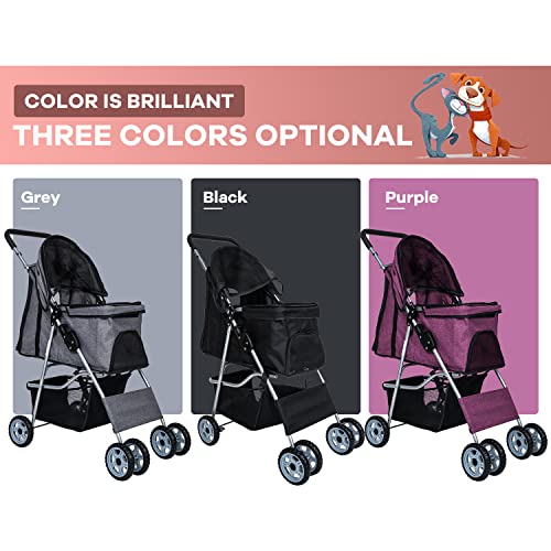 Grey 4 Wheel Pet Stroller E84429