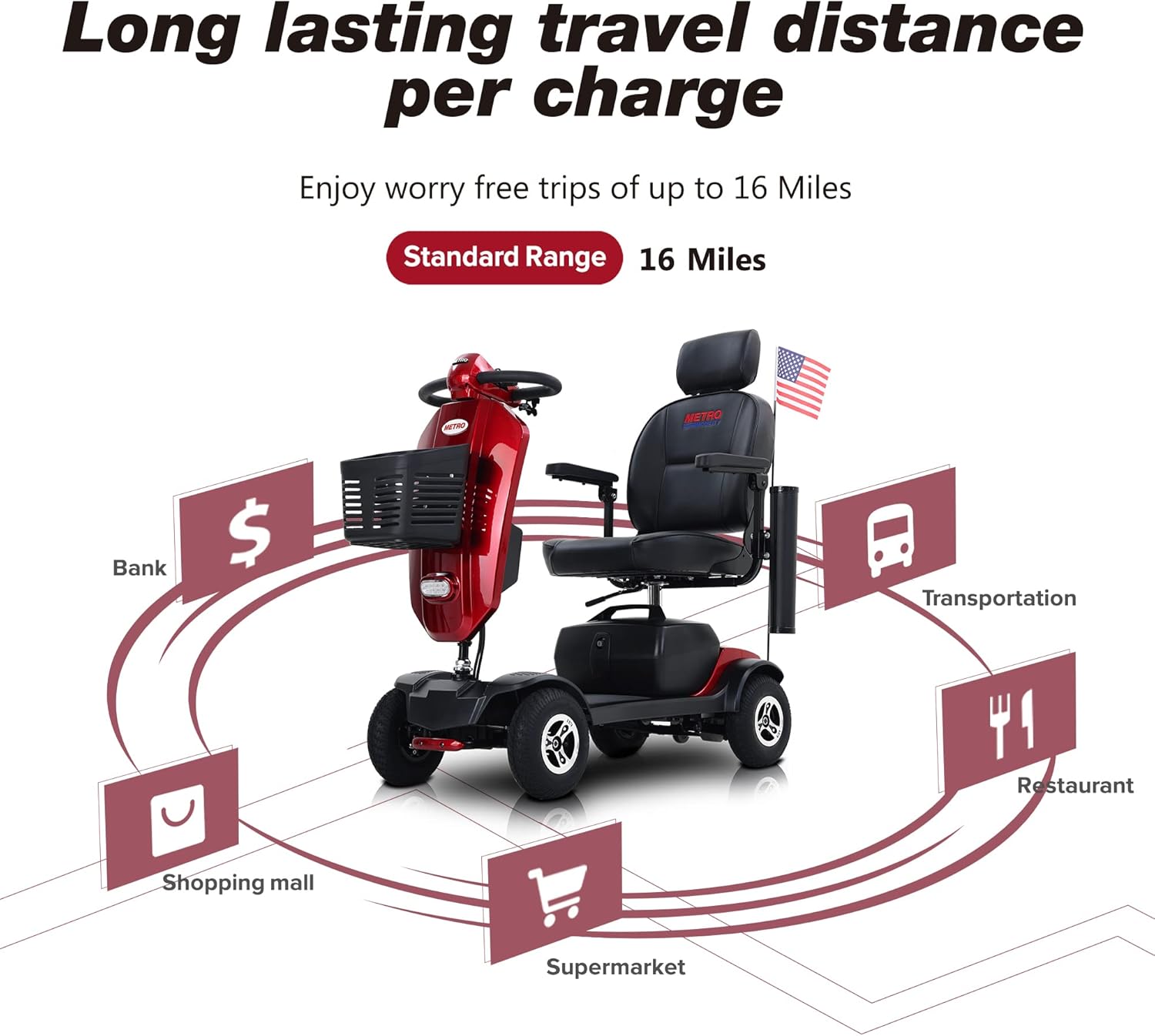 Red 4 Wheel Folding Mobility Scooter I678257