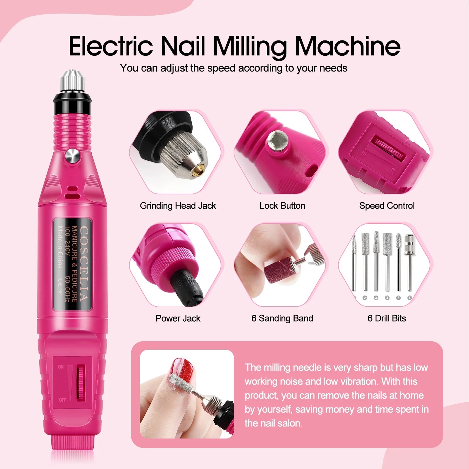 Acrylic Nail Kit with UV Light Nail Drill 3 Basic Color MMA Liquid Set D621900