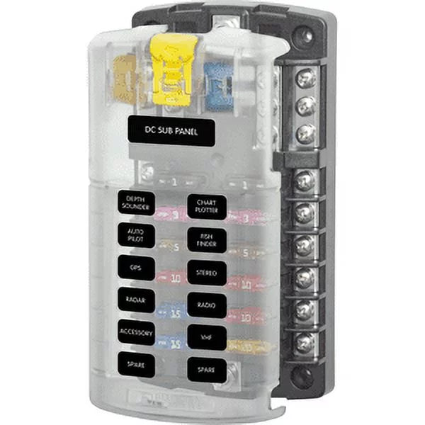 12 Circuit Blade Fuse Block with Ground and Cover A56008