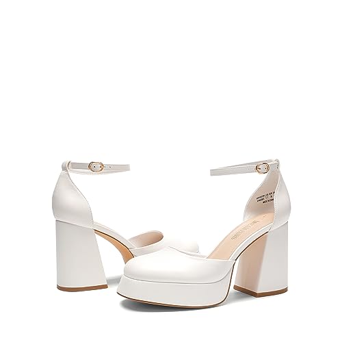 Chunky Platform High Heels Closed Toe Block Ankle Strap Pumps Shoes O311