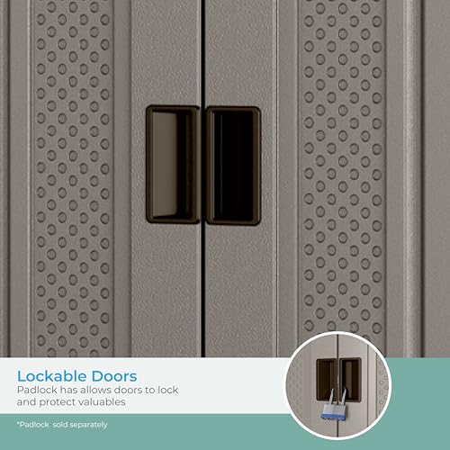 Plastic Tall Storage Cabinet with Doors and Shelves M3833