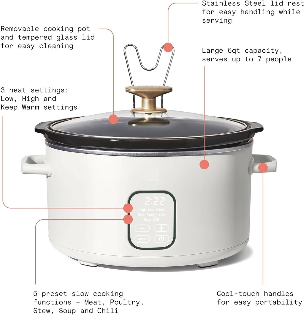 6 Quart Programmable Slow Cooker, White Icing E245