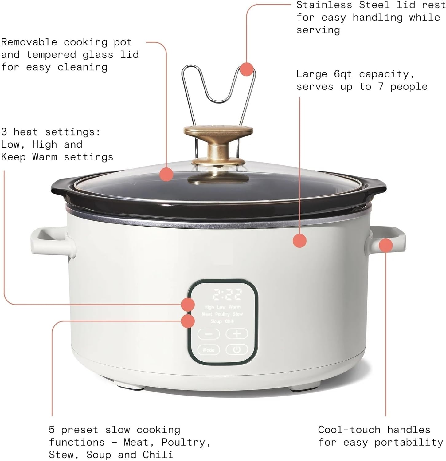 6 Quart Programmable Slow Cooker, White Icing E245