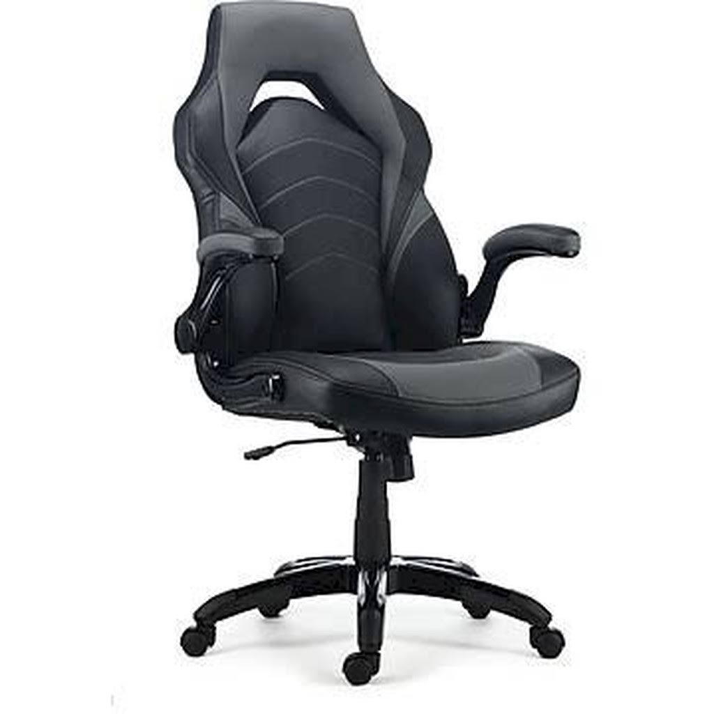 Black and Gray Bonded Leather Gaming Chair Q3198