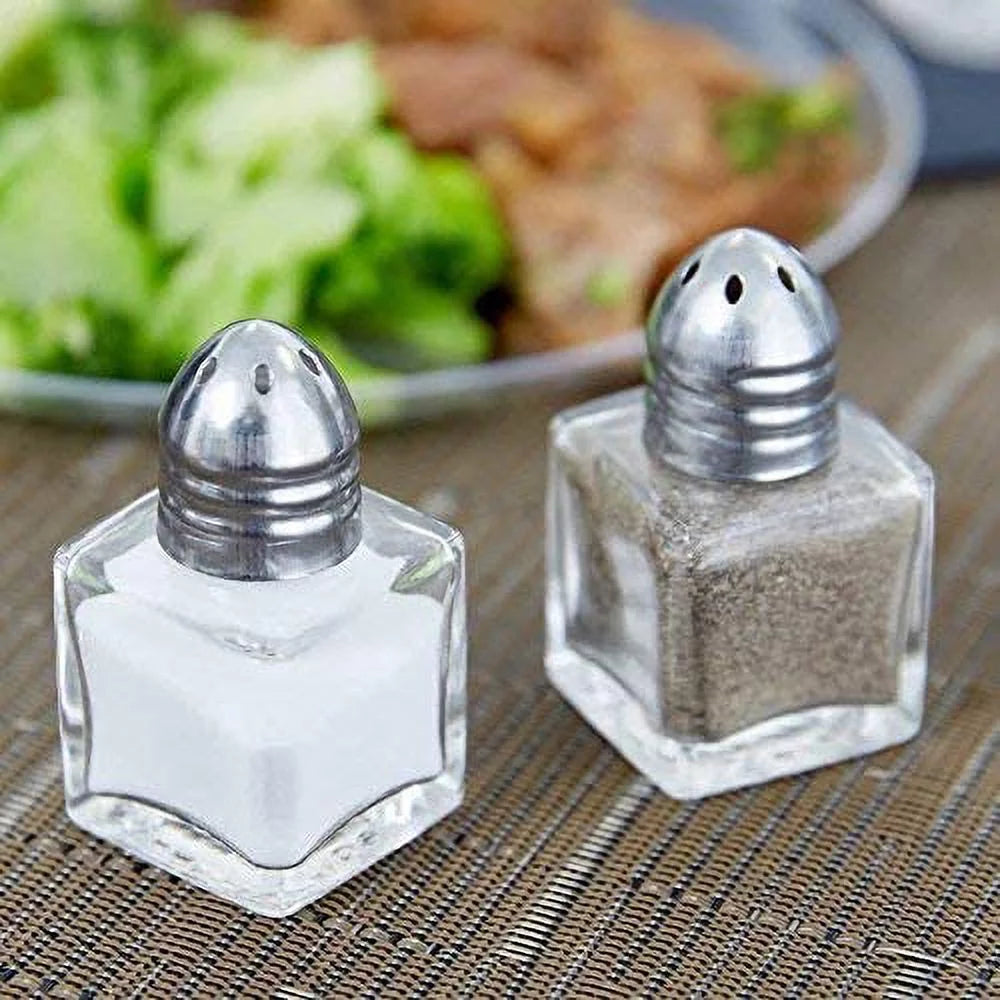 (Set of 12) 0.5 oz Glass Cube Salt and Pepper Shakers N5144