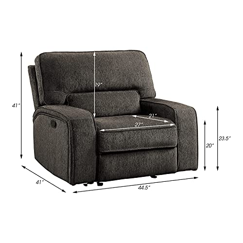 3-Piece Chenille Fabric Manual Reclining Sofa Set, Chocolate W15698