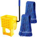 Yellow Mop Wringer with Handle, Blue Mop Head Refill W8117