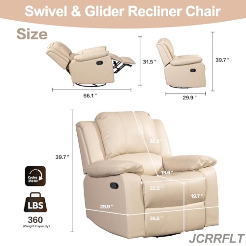 Beige Leather Swivel Recliner Chair M33279