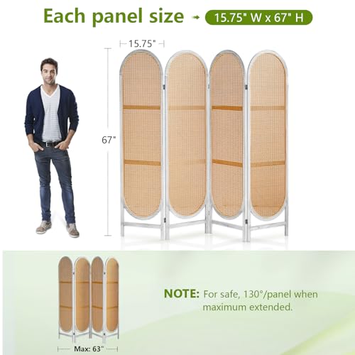 White Brown Hand-Woven Rattan Room Divider Z6049