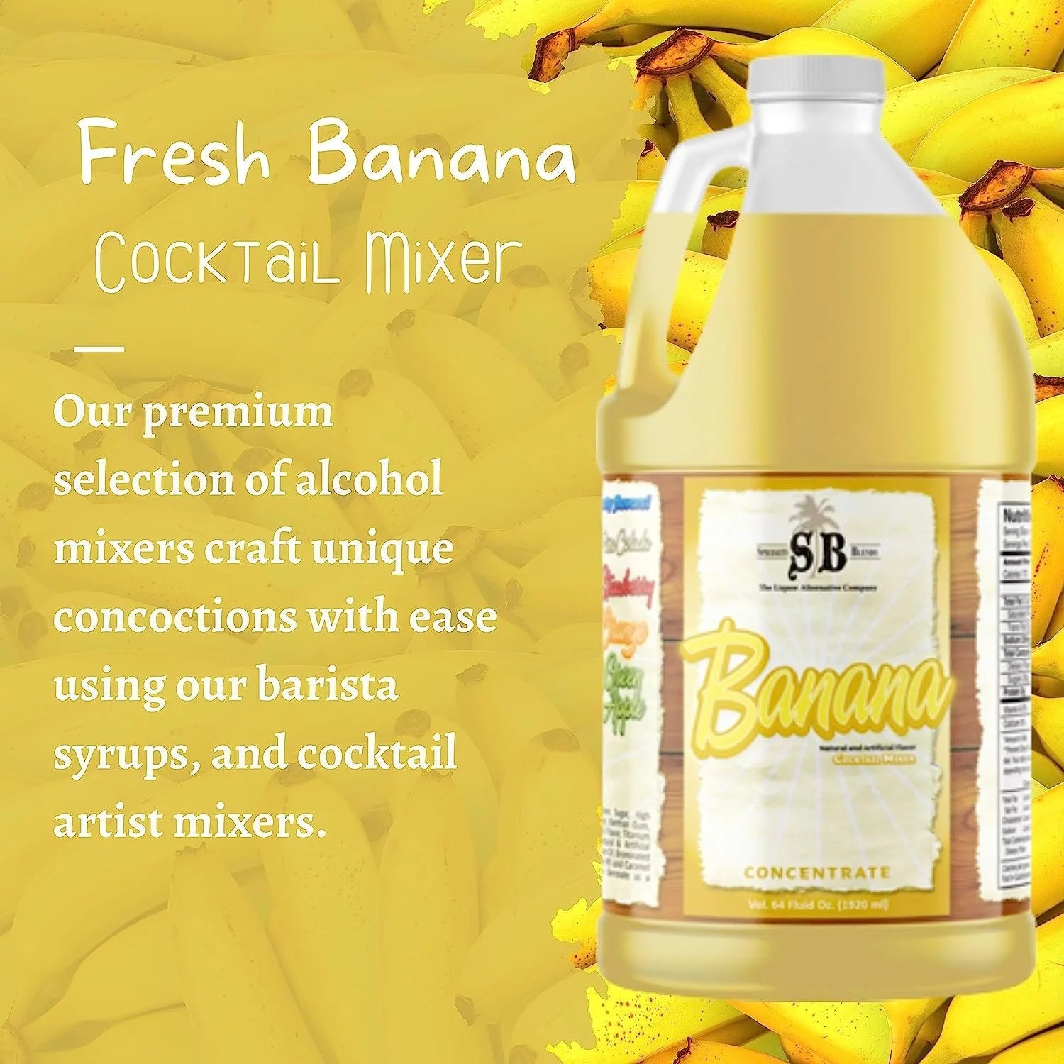 Banana Flavored Syrup Cocktail Mixer Concentrate, 1/2 Gallon Pack of 1 V257