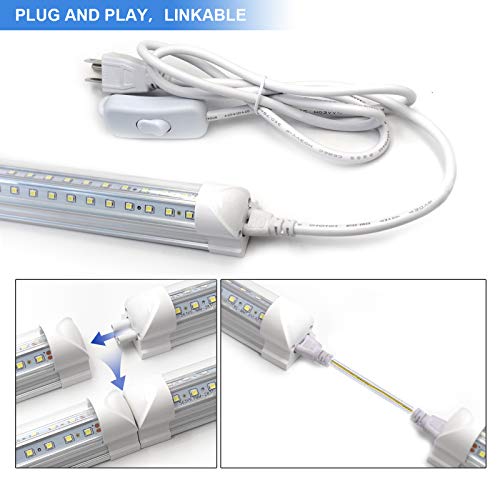 10-Pack 8ft 90W T8 Integrated LED Tube Light 6500K 12000LM V-Shape Linkable Clear Cover J7852