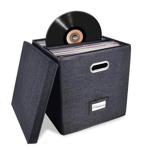 Vinyl Record Storage Box with Lid Black G85659