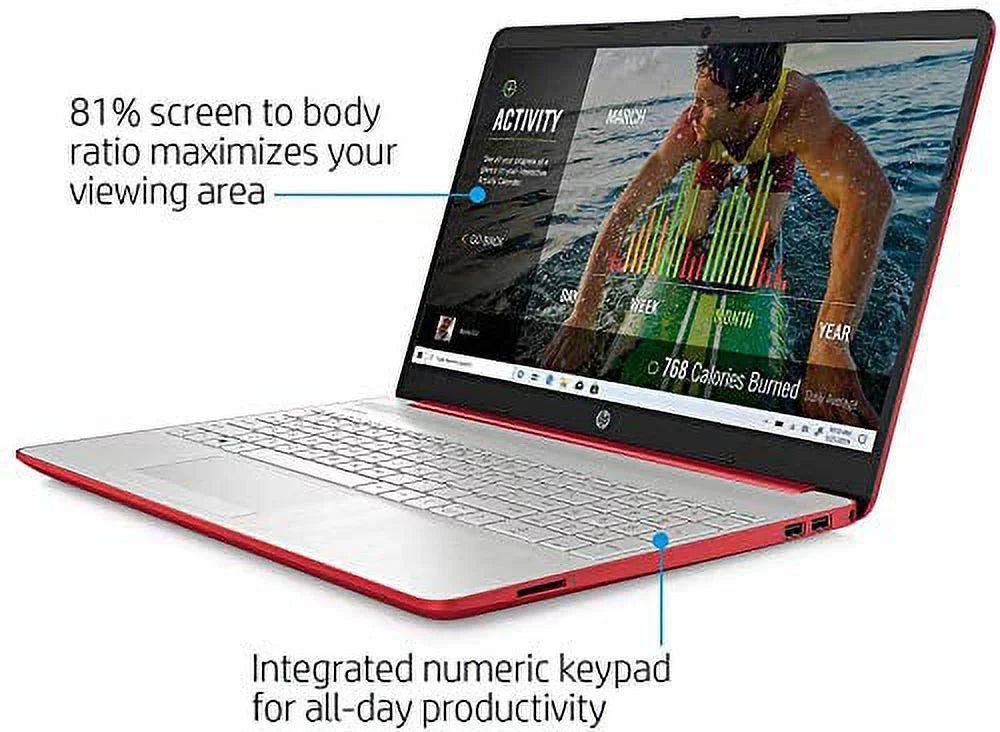 Scarlet Red 15.6" HD Laptop Computer Intel Pentium Gold 6405U 4GB DDR4 500GB HDD Intel UHD Graphics Windows 10 Q827392