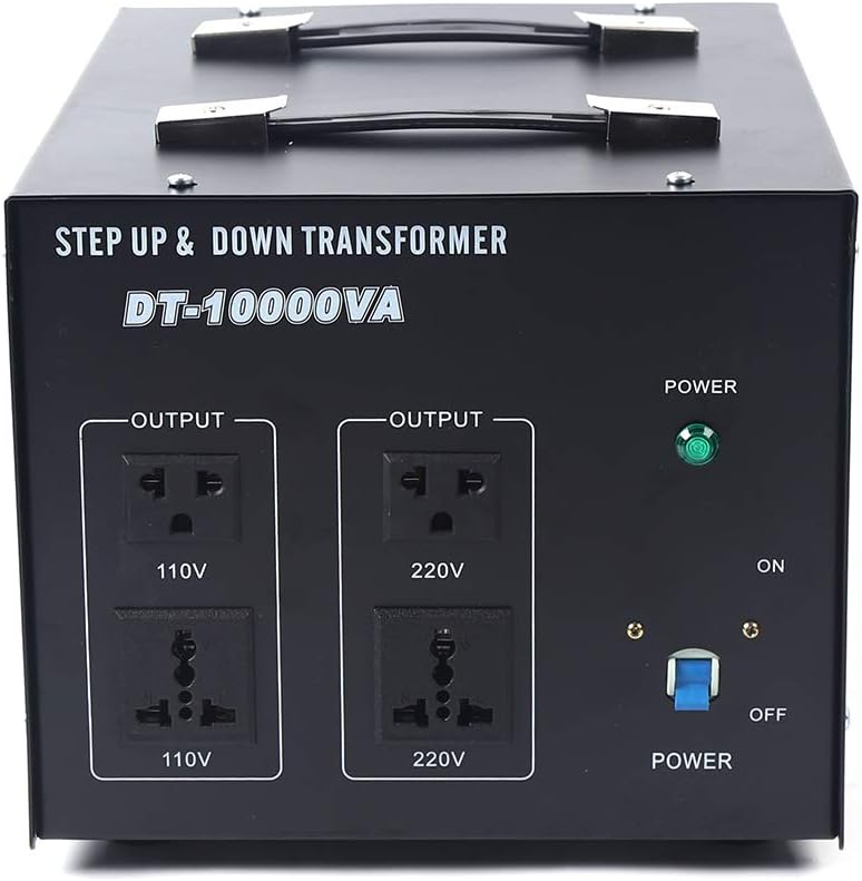 10000W Voltage Converter Transformer Step Up/Down 110V/220V Heavy Duty with 2 US Outlets, 2 Universal Outlets, Circuit Breaker Y551846