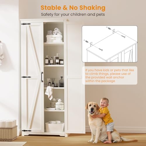 Brown 72" Tall Storage Cabinet with 6 Adjustable Shelves V710