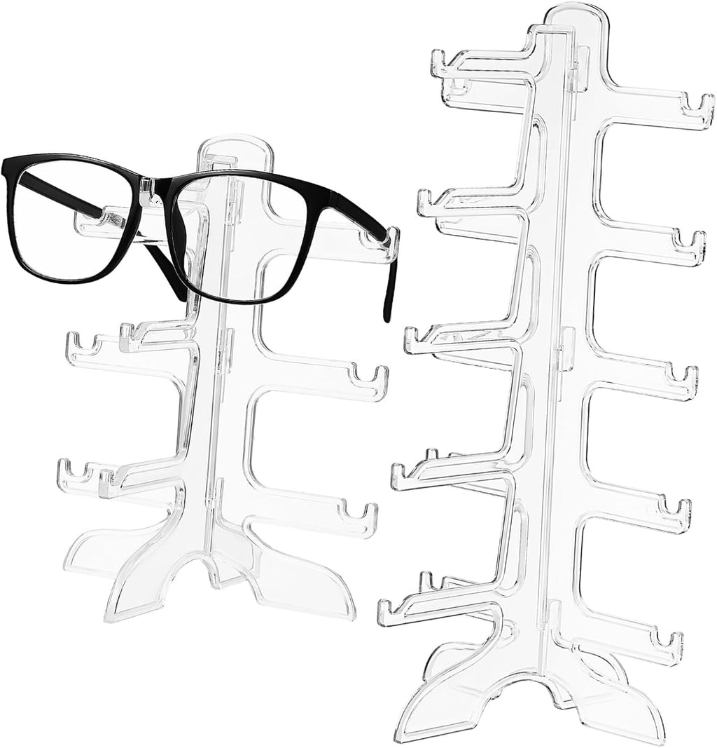 2 Pcs Transparent Plastic Glasses Display Stand Sunglasses Rack Organiser Holder L20889