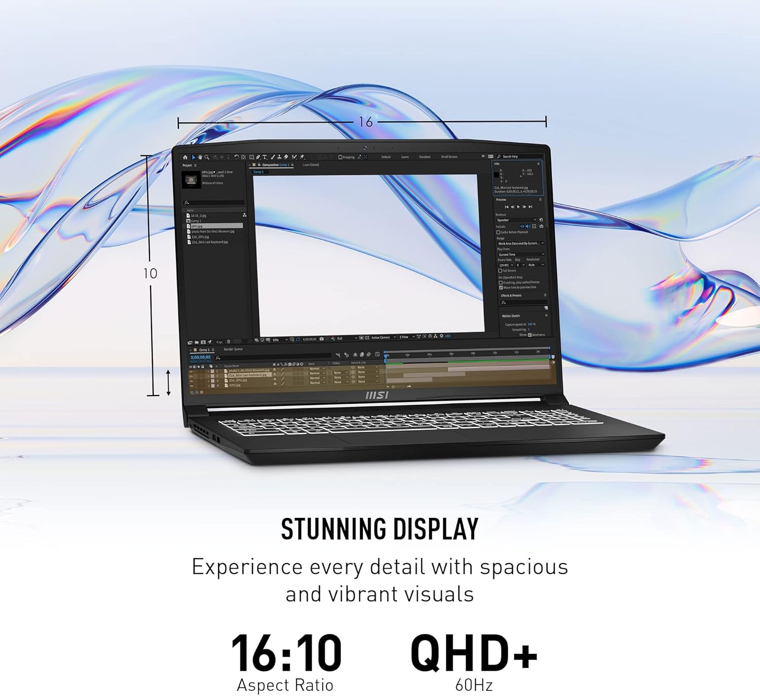 Black 16" QHD+ Laptop with Intel Core i9-13900H, GeForce RTX 4060, 64GB DDR5, 4TB NVMe SSD, Win 11 Pro N25292