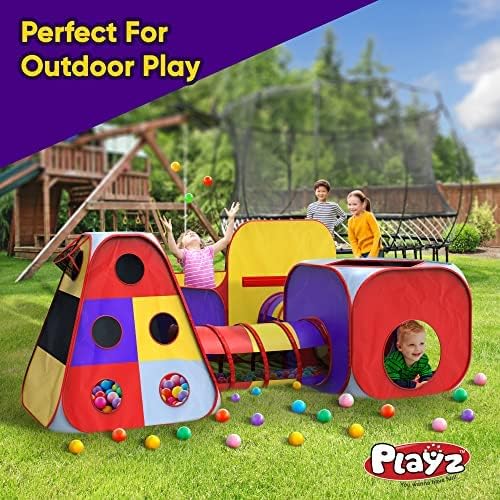 5pc Kids Playhouse Jungle Gym with Pop Up Tents, Tunnels, and Basketball Pit with Zipper Storage Case X354117
