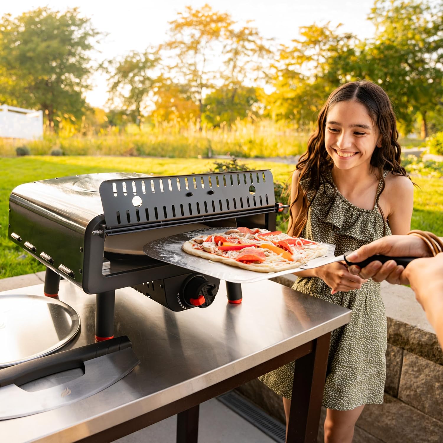 Black Tabletop Pizza Oven with 13” Rotating Pizza Stone C33339
