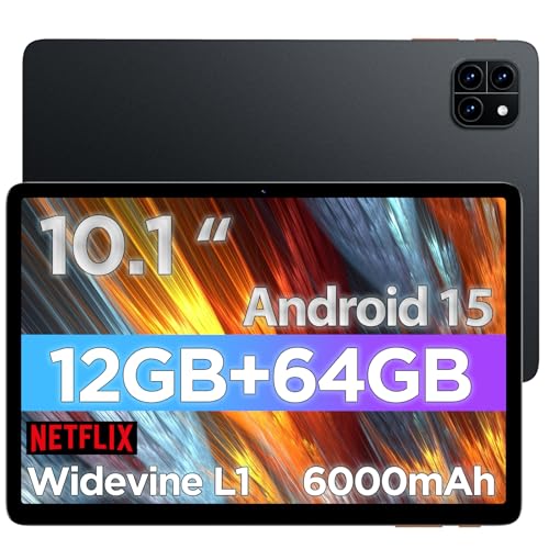 Black 10.1 inch Android Tablet, Octa-core, RAM 12GB, ROM 64GB, WiFi 6, Dual Speakers W2478