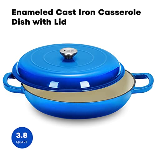 3.8 Quart Red Enameled Cast Iron Casserole Dish with Lid T68451