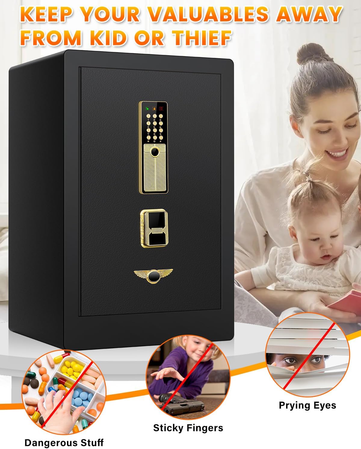 5.0 Cuft Fireproof Safe Box with Key Combination Lock D416