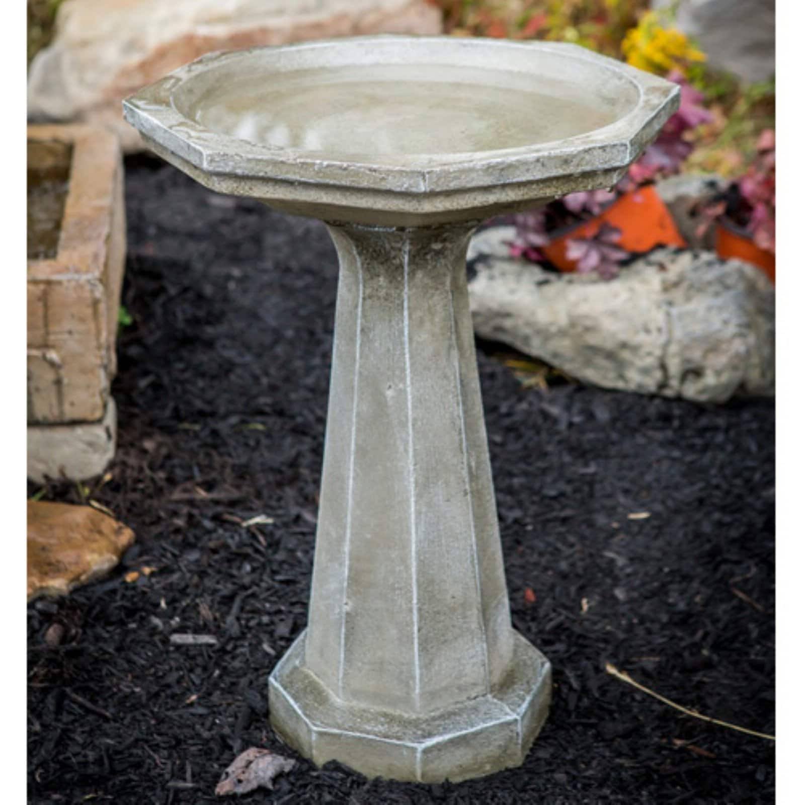 Large Octagon Cast Stone Bird Bath K80485