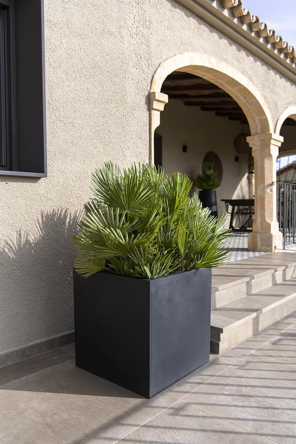 Black Fiberstone Square Planter W14538