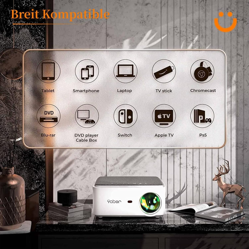 13000L Native 1080P Portable Smart Home Projector with WiFi and Bluetooth G1558
