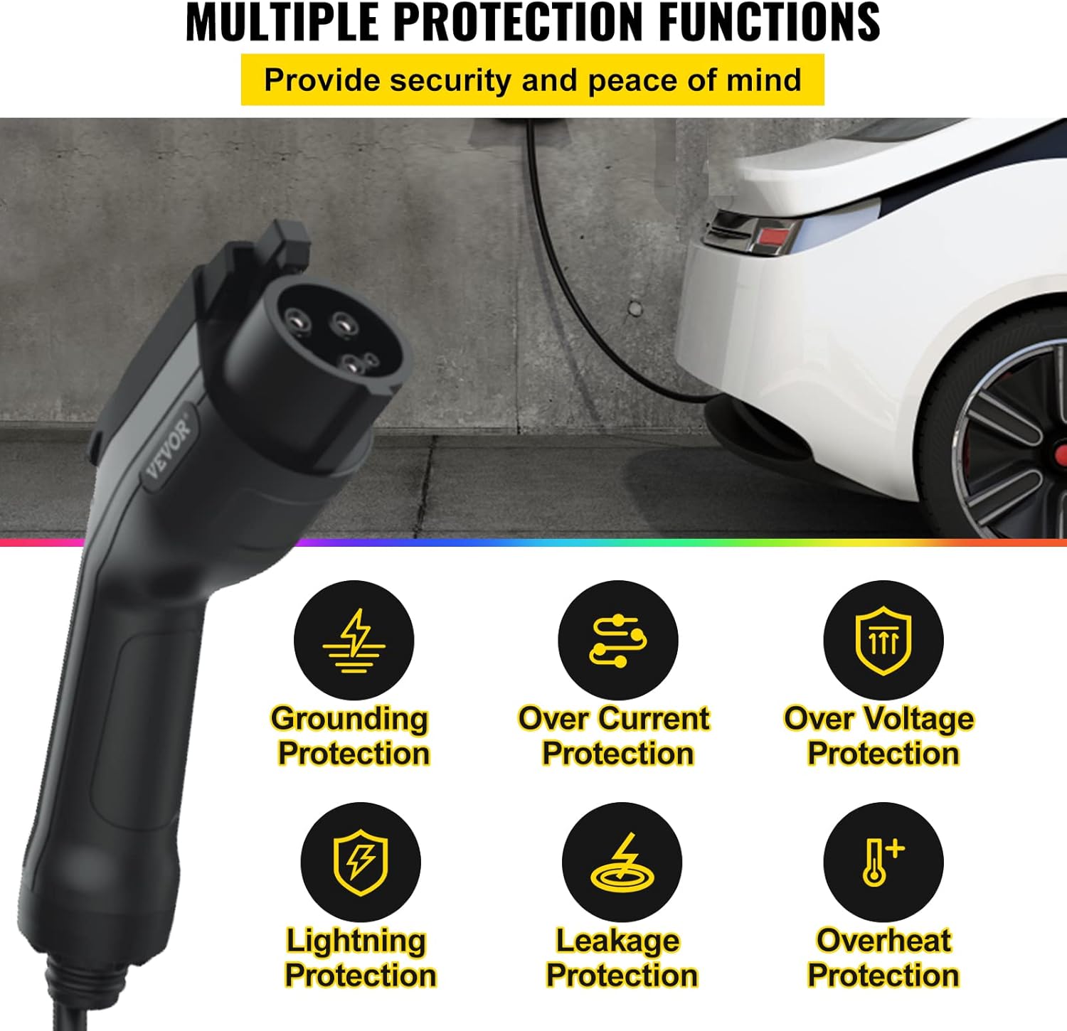 15 Amp 110-240V Portable Electric Vehicle Charger with 25 ft Charging Cable T8293