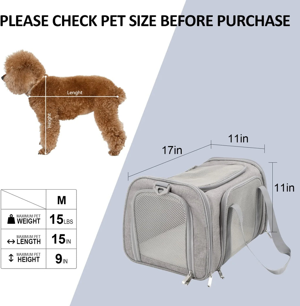 Grey Soft Sided Pet Carrier S7732