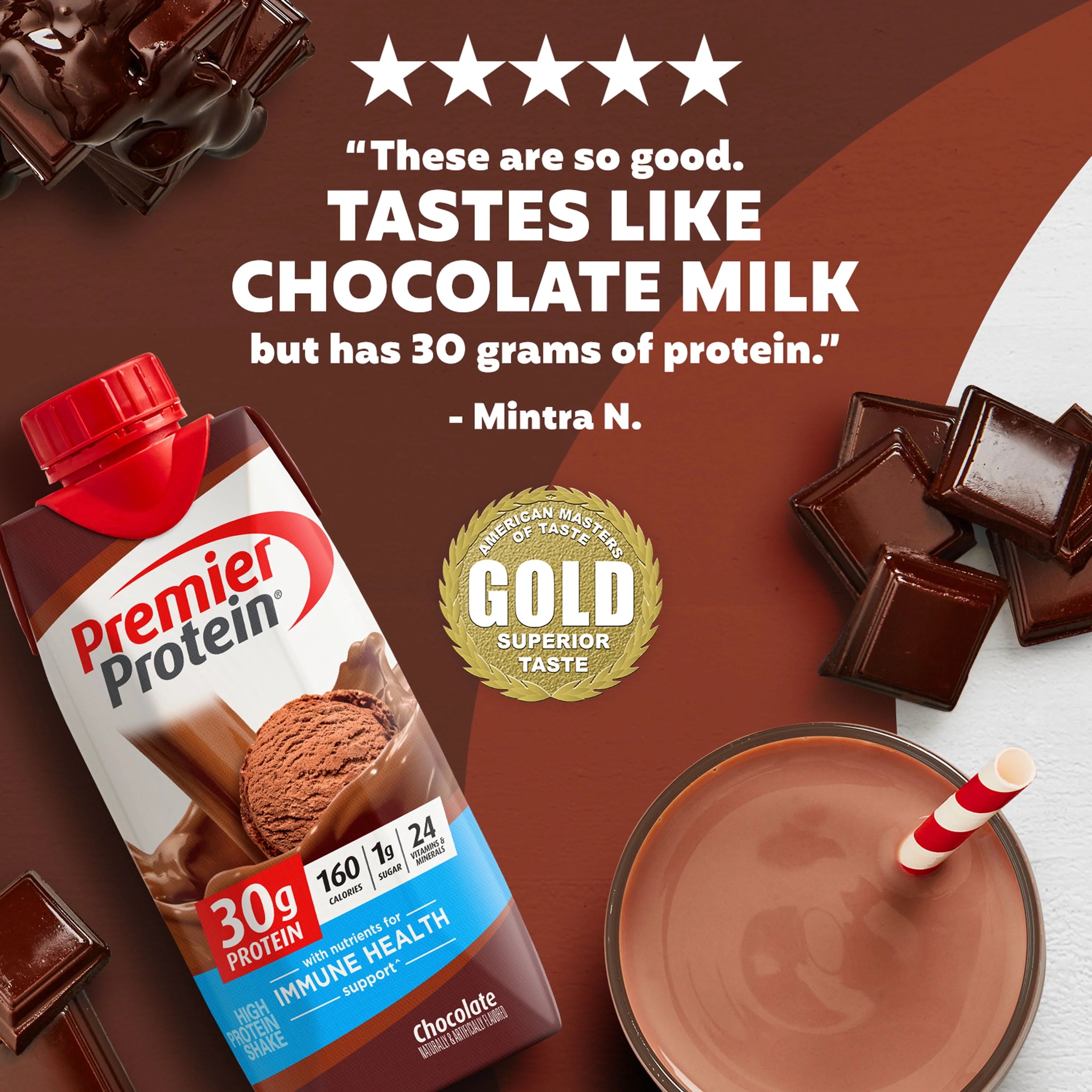 Chocolate Protein Shake, 30g Protein, 11 fl oz, 12 Ct H354698