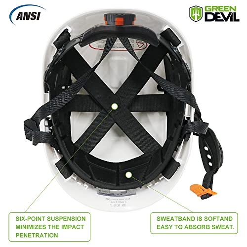 Safety Helmet Hard Hat with Visor Chinstrap Adjustable Lightweight Vented ABS 6-Point Suspension ANSI Z89.1 Approved Z468009