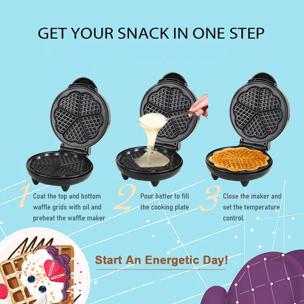 5 Heart-Shaped Waffle Electric Waffle Maker J164567