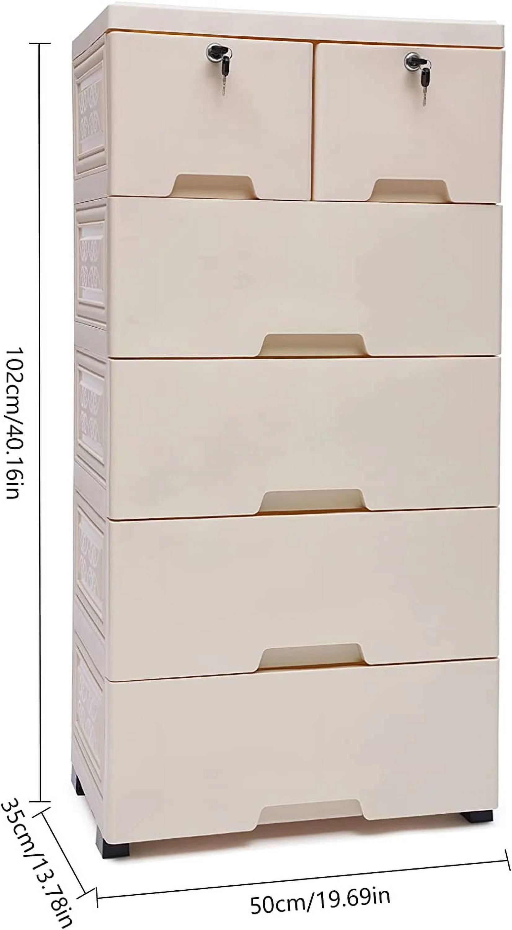 Beige Plastic 6 Drawer Dresser A4277