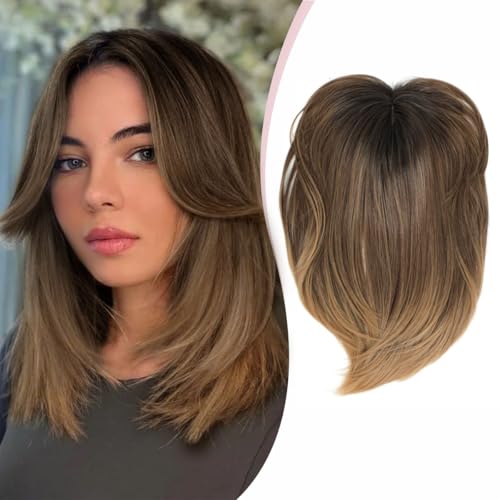 7x7'' Short Synthetic Hair Topper Brown with Dark Root F701724