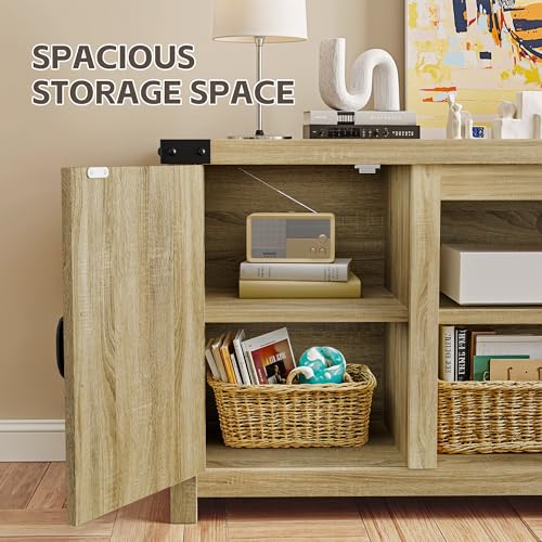 Gray Wash TV Stand with Two Barn Doors and Storage Cabinets E97307