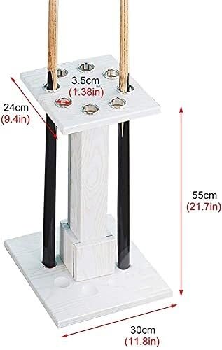 White Wooden Pool Cue Rack Stand Holds 8 Cues C83768
