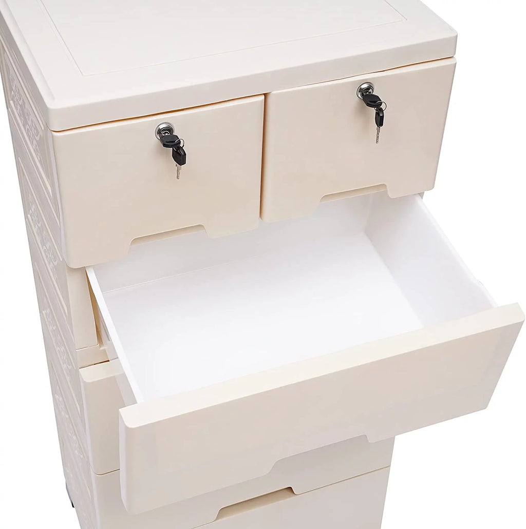 Beige Plastic 6 Drawer Dresser A4277