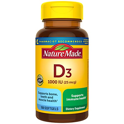 Vitamin D3 1000 IU (25 mcg) Dietary Supplement Softgels, 180 Count B82546