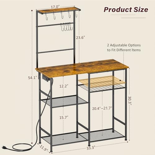 6-Tier Rustic Brown Kitchen Storage Shelf Rack U14756