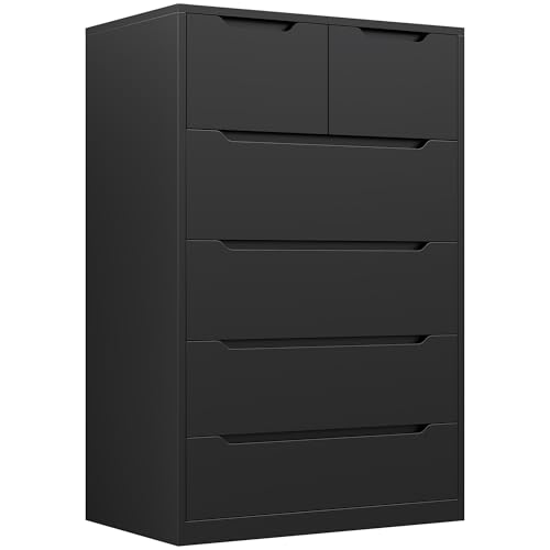 6 Drawer Black Tall Chest of Drawers B253700