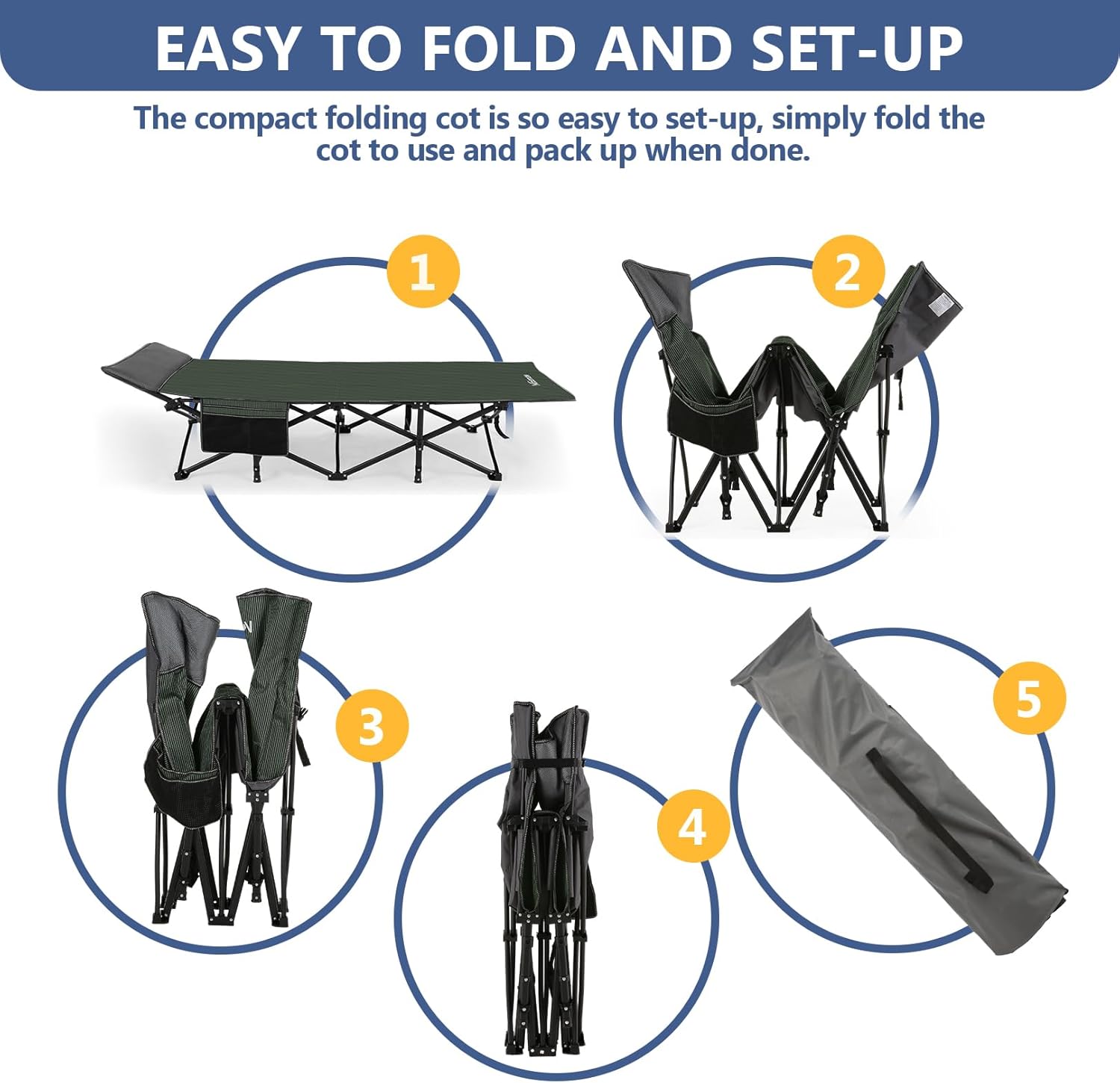 Folding Camping Cot with Carry Bag C47633