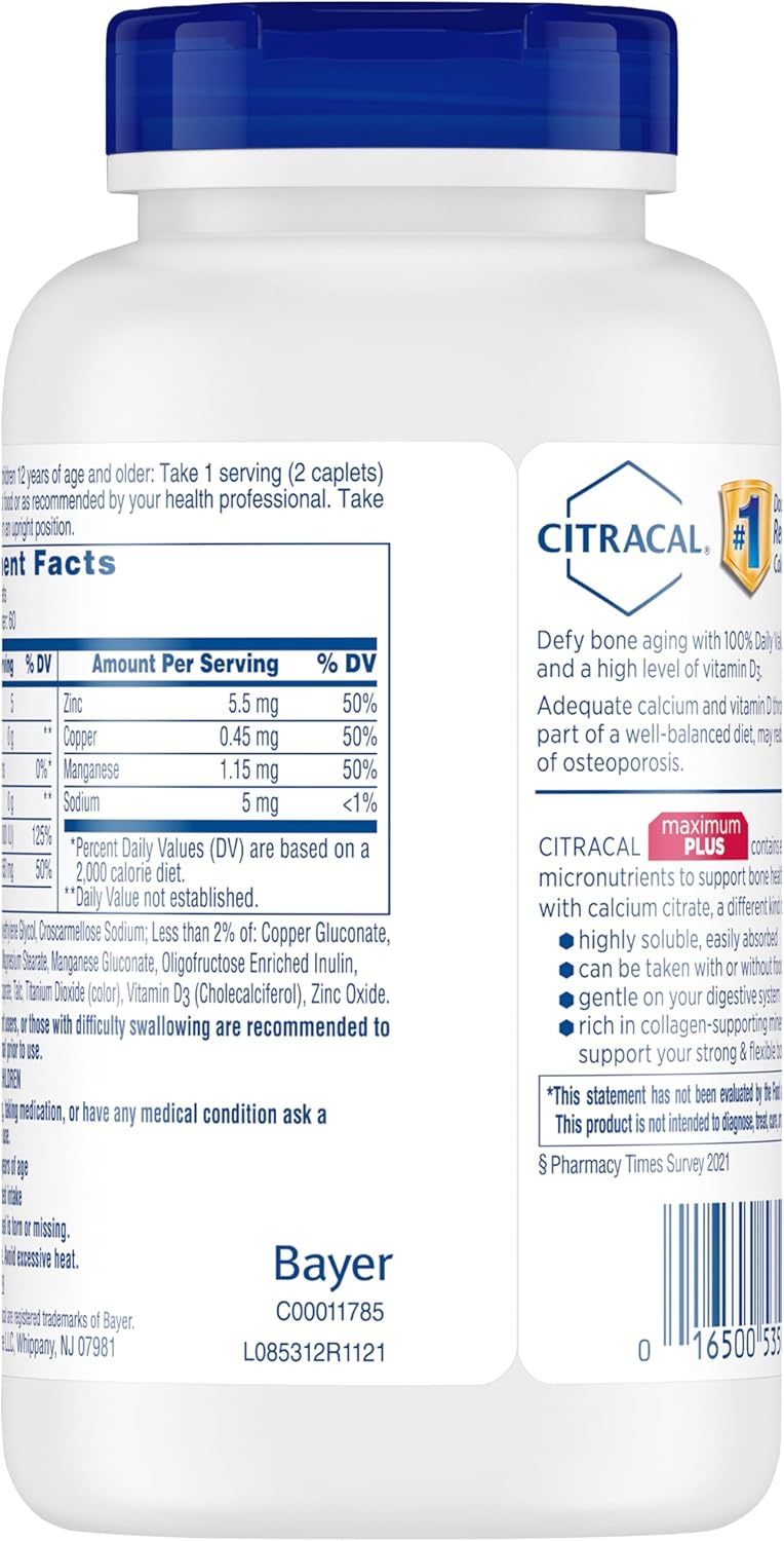 650 mg Calcium Citrate with 25 mcg Vitamin D3, 120 Count Calcium Supplement U44614
