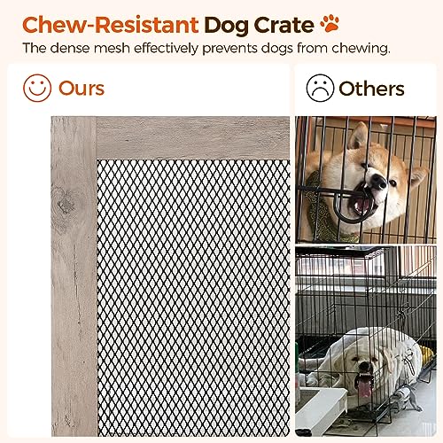 Greige and Black Wooden Dog Crate Furniture M1261
